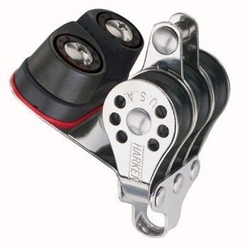 Harken 231 3-schijfs 22mm Micro blok met hondsvot en klem