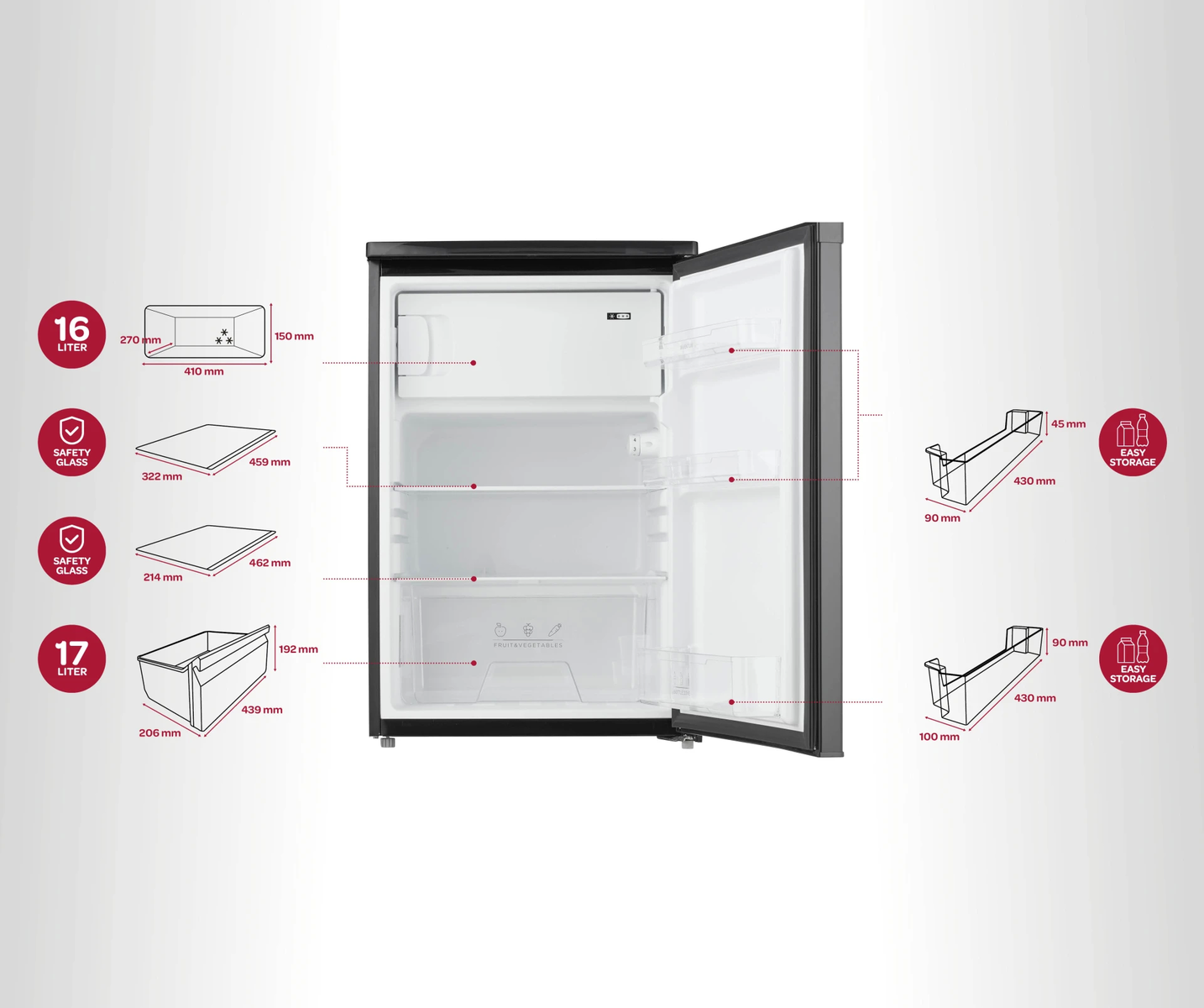 Inventum KV550B koelvries-combinatie in zwart, 55cm breed