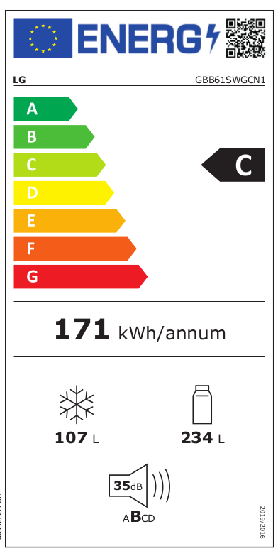 LG GBB61SWGCN1 Koelvries combinatie beste uit de test consumentenbond