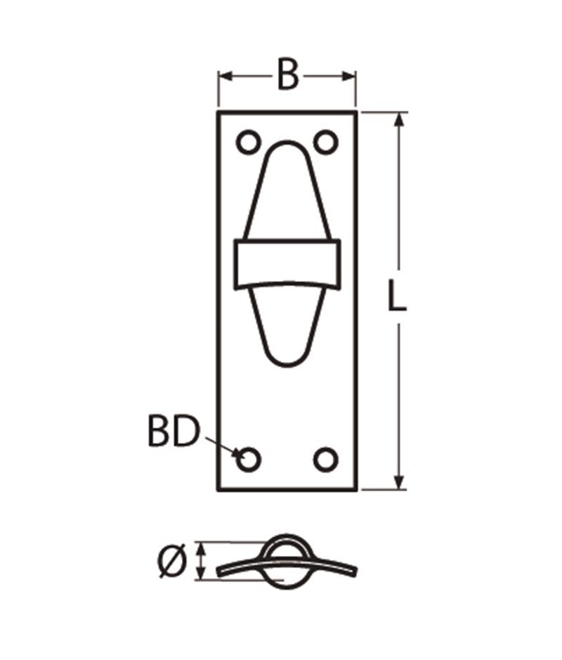 Marinetech 83442GEBOGEN Valdoorlaat Gebogen 83x32 mm