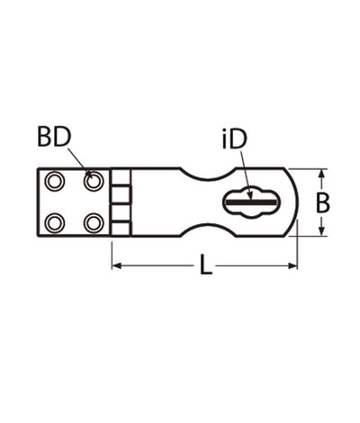 Marinetech Overvalscharnier afmetingen l x b x dikte: 67x24mm