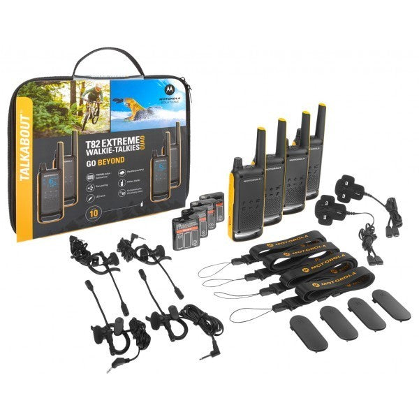 Motorola Talkabout T82 Extreme Quad Pack portofoonset zwart/geel