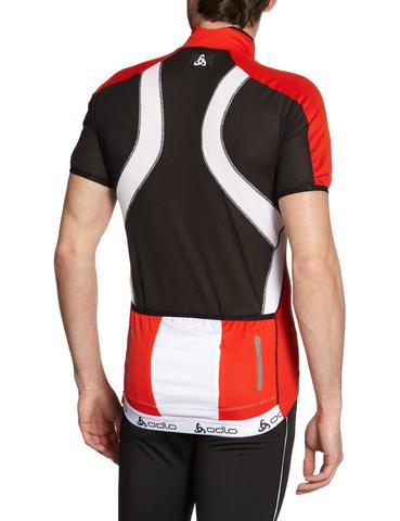 Odlo Bike standup collar fietsshirt korte mouwen rood met zwart en wit heren