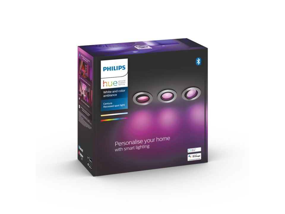 Philips Centura Hue Aluminium 3-pack inbouwspot, white en color light