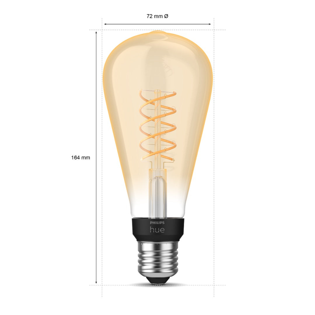 Philips HueW 7.2 Fil ST72 E27 EU smart lichtbron in design vintage kooldraad lamp