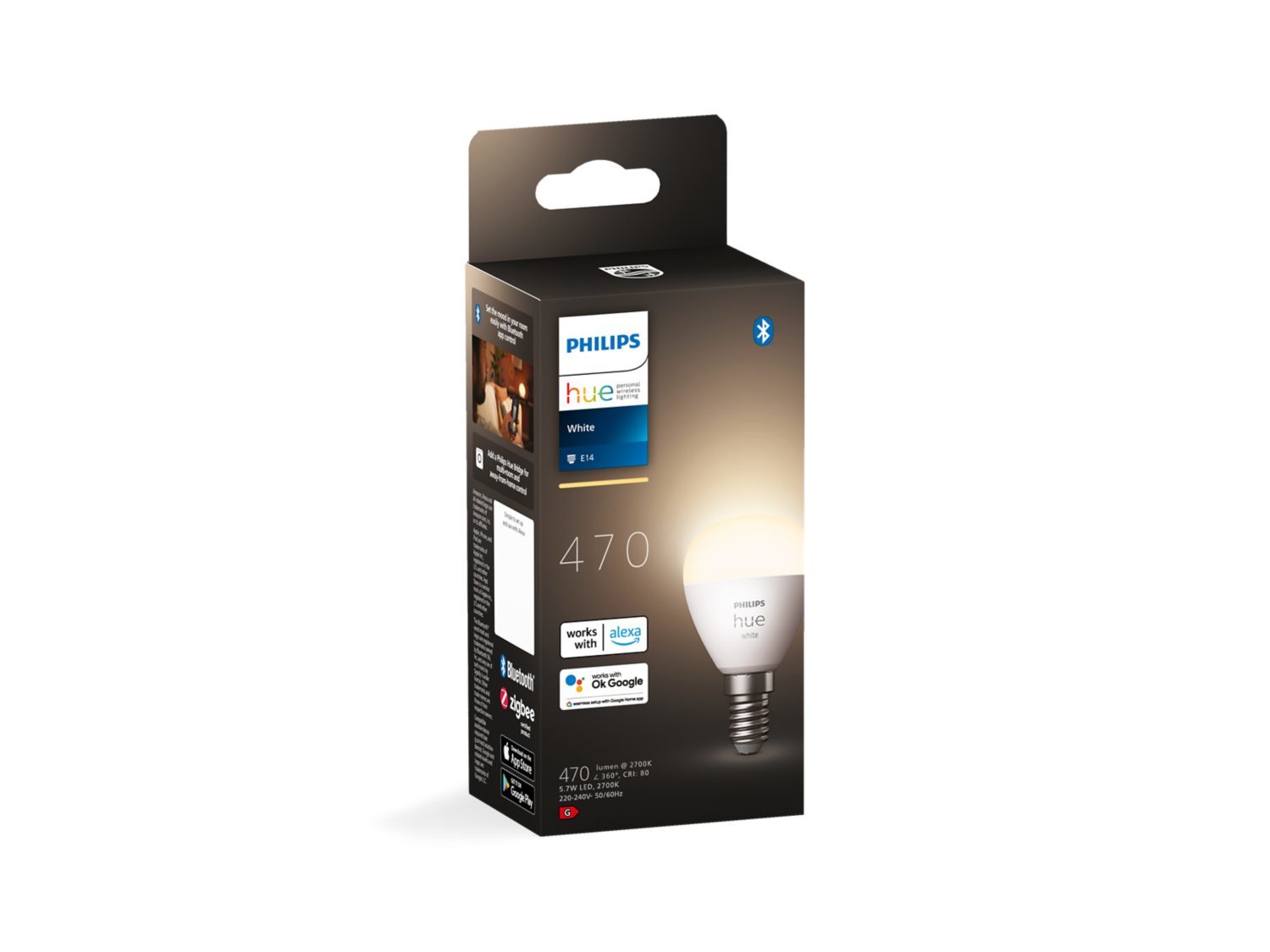 Philips HueW Hue E14 Ledlamp Kogel Warm Wit Licht