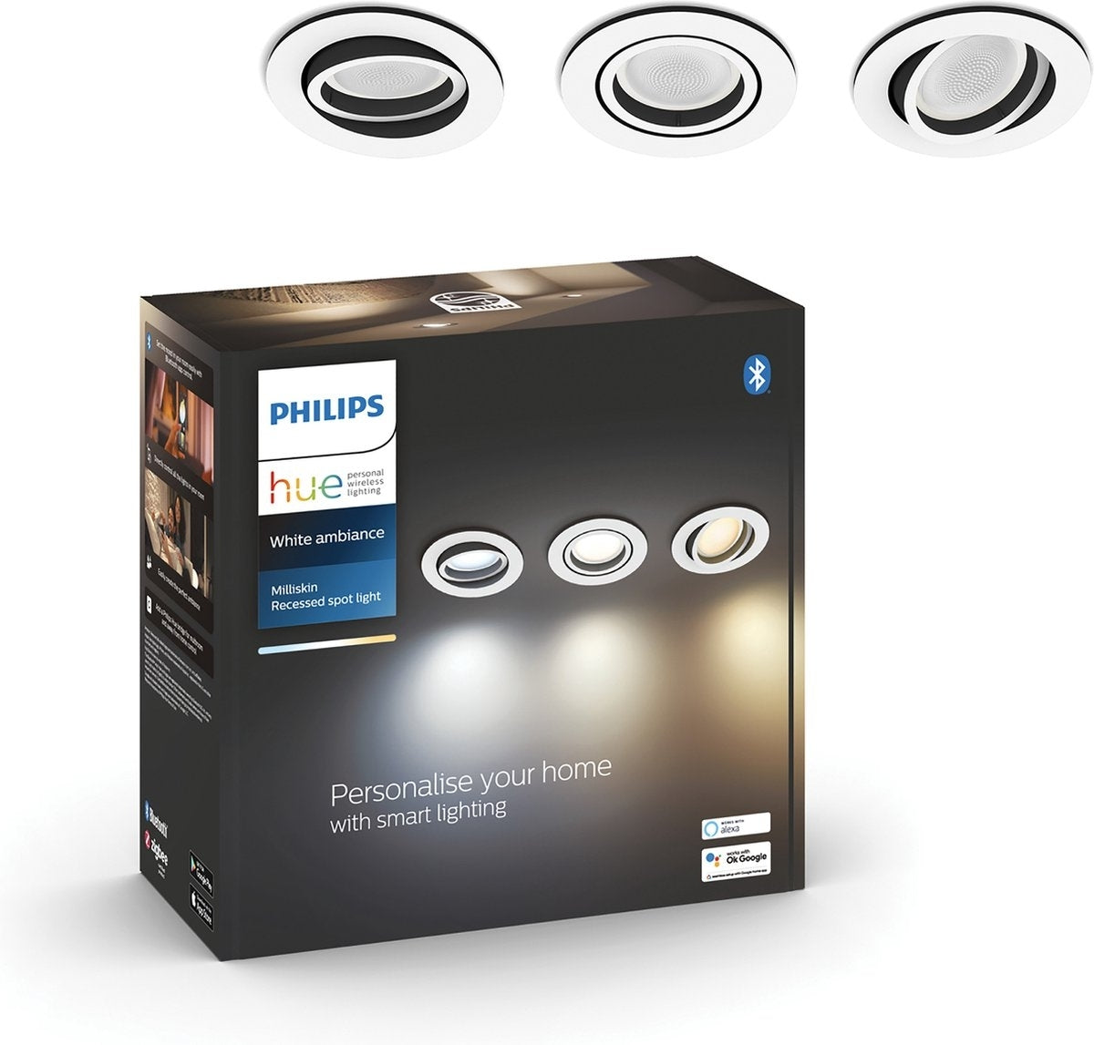 Philips Milliskin Hue recessed R 3 pack inbouwspot