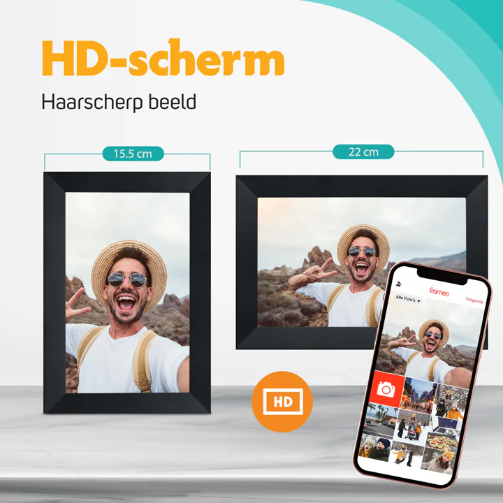 Pora & Co Digitale fotolijst 10 inch met WiFi en Frameo App zwart