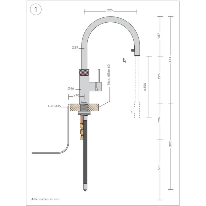 Quooker Flex chroom met Combi+ reservoir 7 liter