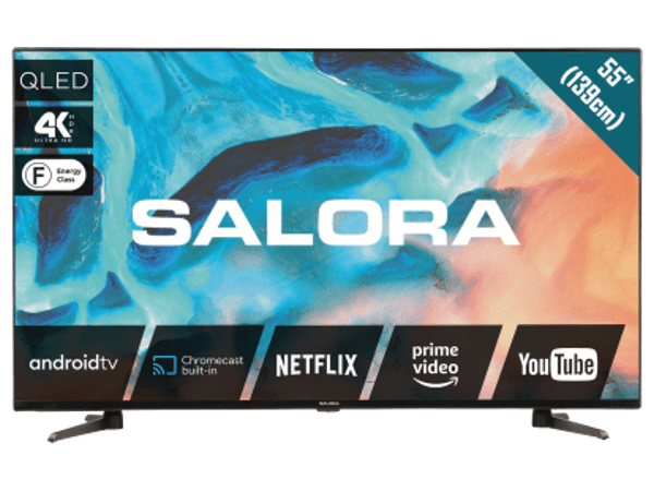 Salora 55QLED220A televisie met QLED scherm, Chromecast, Smart Android, Bluetooth