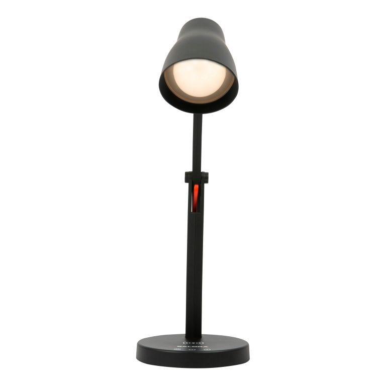 Salora TLQ300 zwart Bureau LED lamp met verstelbare arm en 10 watt QI telefooncharge