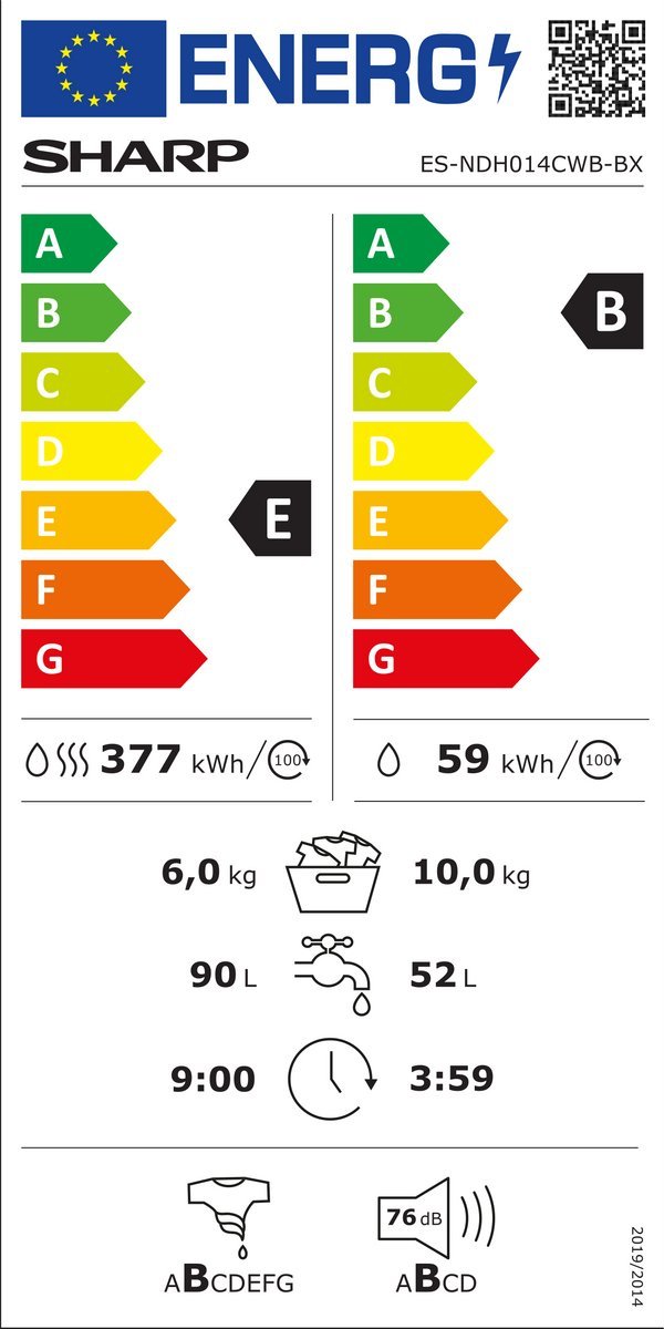 Sharp ESNDH014CWBBX Was/Droog combinatie