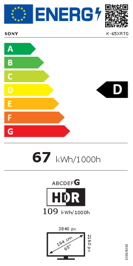 Sony K65XR70PAEP smart televisie