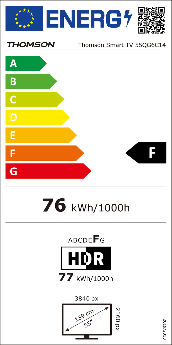 Thomson 55QG6C14 QLED Plus televisie met Google TV en front speaker