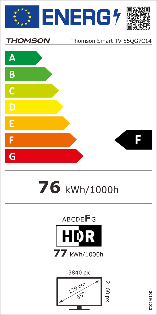 Thomson 55QG7C14 QLED Pro scherm met Google smart TV