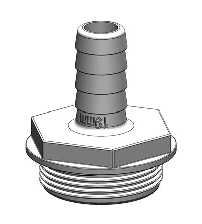 TruDesign Aquavalve 1 1/2 inch BSP buitendraad met 19 mm slangtule wit kunststof