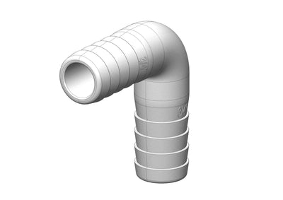 TruDesign Verbinder 90° 19 mm slangverbinder met 2 tule einden bocht wit kunststof