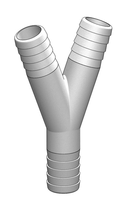 TruDesign Verbinder Y-stuk 25 mm slangverbinder met 3 tule einden Y-stuk wit kunststof