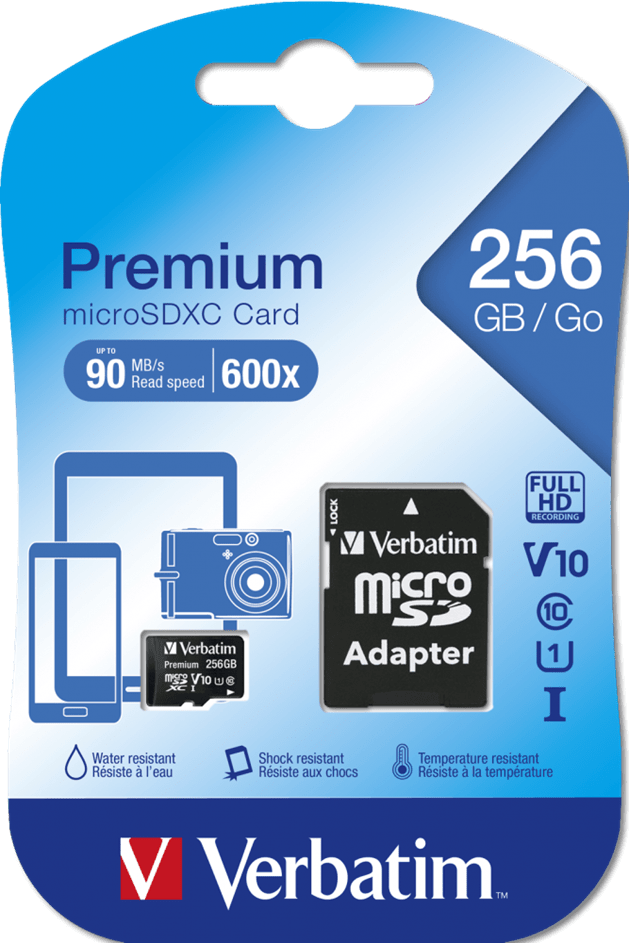 Verbatim VB44087 Micro SDXC Card 256 Gb Class 10 inclusief adapter