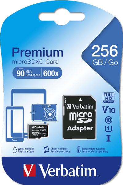 Verbatim VB44087 Micro SDXC Card 256 Gb Class 10 inclusief adapter