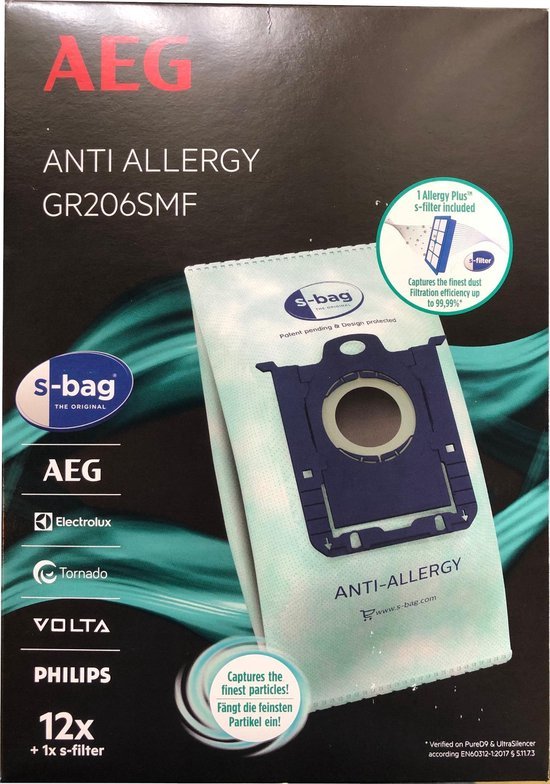 AEG GR206SMF met 12 S-Bag anti allergy en wasbaar Hepa 12 filter