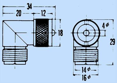 ASA PL256 270 Coax verloopplug haaks