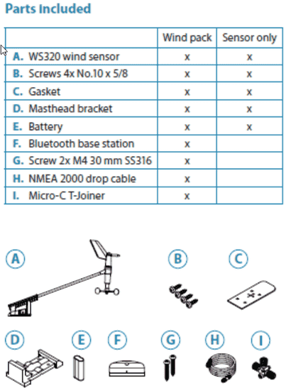 B&G WS320 Wind Pack draadloze windsensor met interface