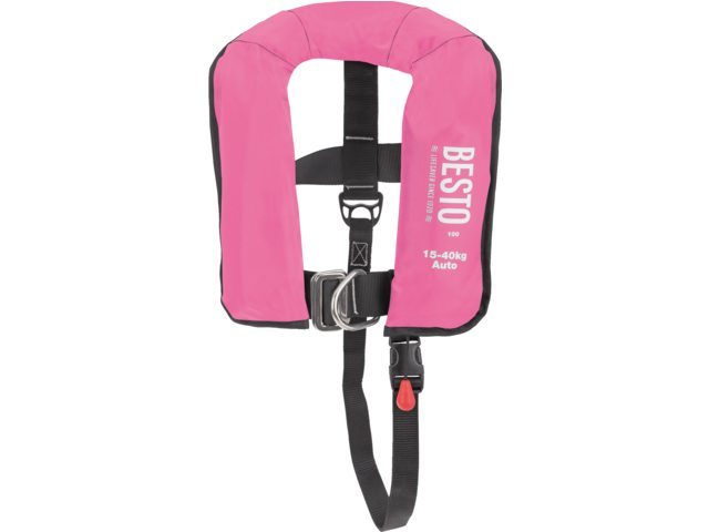 Besto Junior Inflatable 100N automatisch kinder reddingsvest roze (15-40 kg)