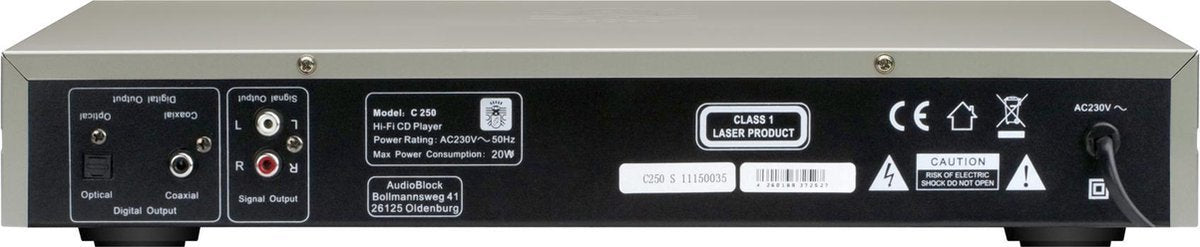 Block Audio C-250 Silver met USB ingang, optionele ab gaat via de versterker V-250