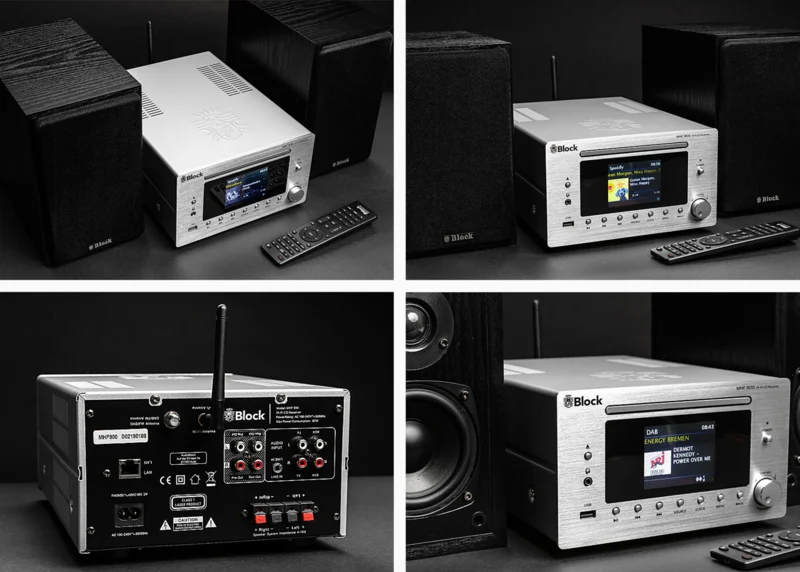 Block Audio MHF-900 Silver met speakers ingebouwde CD speler en klok