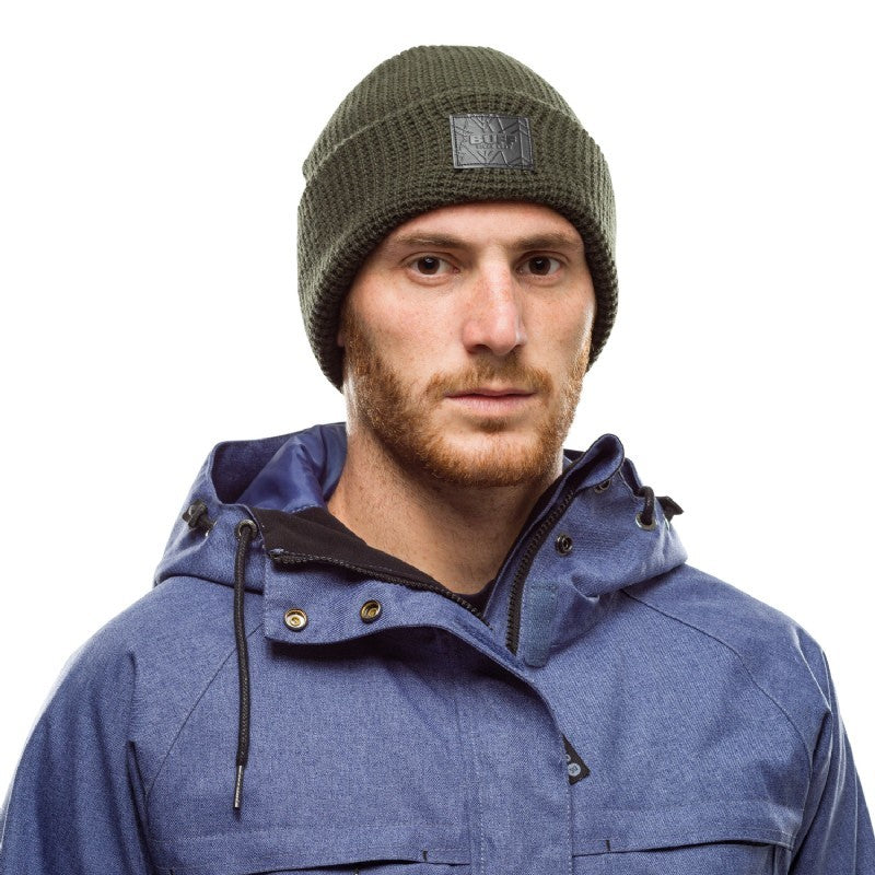 Buff Knitted Hat Kirill Forest Green muts