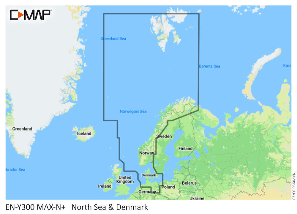C-Map MAX-N+ EN-Y300 Noordzee en Denemarken waterkaart