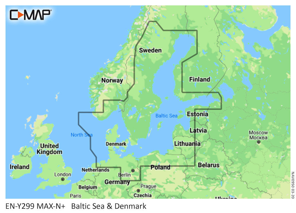 C-Map MAX-N+ EW-Y299 Baltische Zee en Denemarken waterkaart