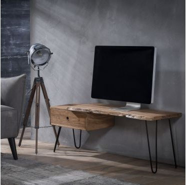 CSW TV-meubel Edge 120 cm breed gemaakt boomstamvormig acacia hout