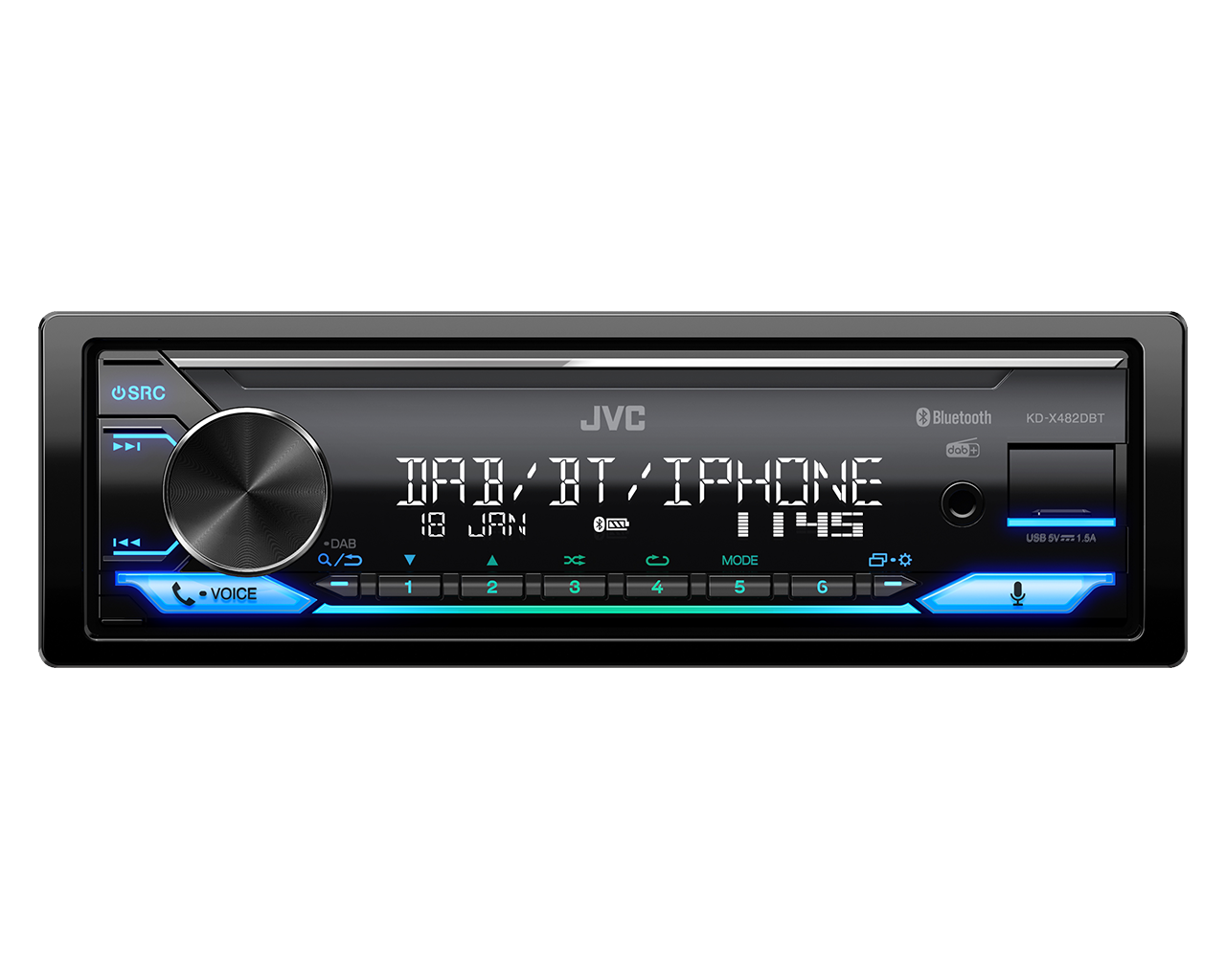 JVC KD-X482DBT autoradio met DAB+ tuner en vario kleuren verlichting