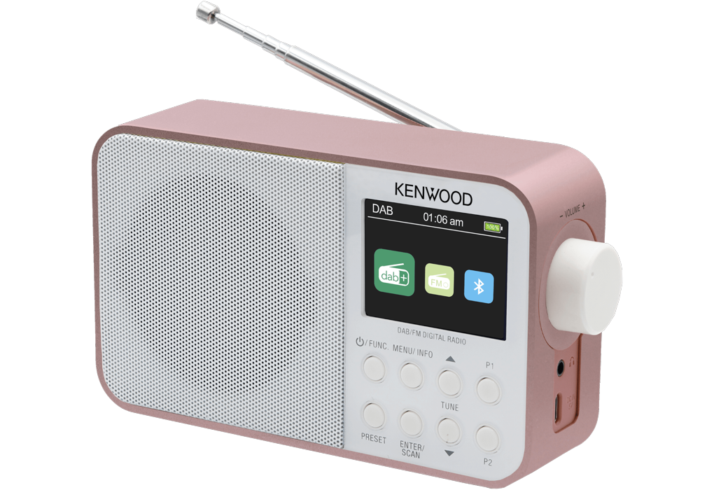 Kenwood CR-M30DAB-R Compact radio met FM, DAB+radio en Bluetooth, 2000 mAH accu