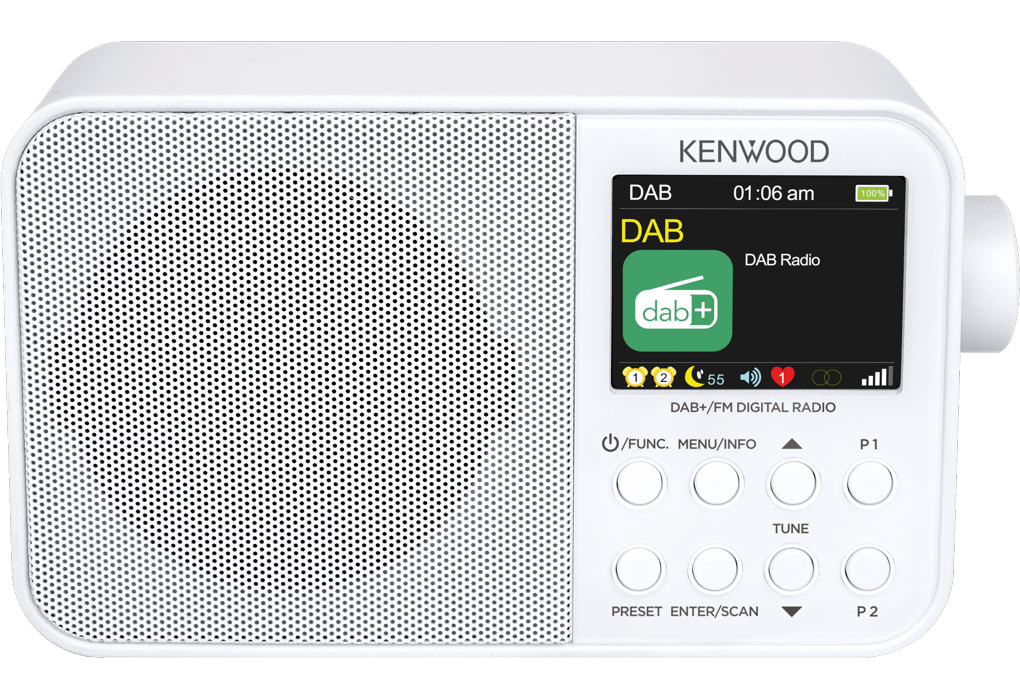 Kenwood CR-M30DAB-W Compact radio met FM, DAB+radio en Bluetooth, 2000 mAH accu