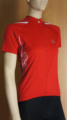 Loffler Flower fietsshirt korte mouwen rood dames