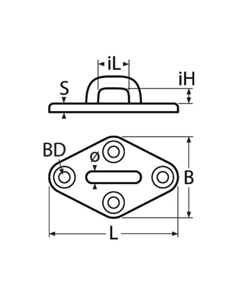 Marinetech 82234080 Dekoog met Ruitvormige Grondplaat 80mm