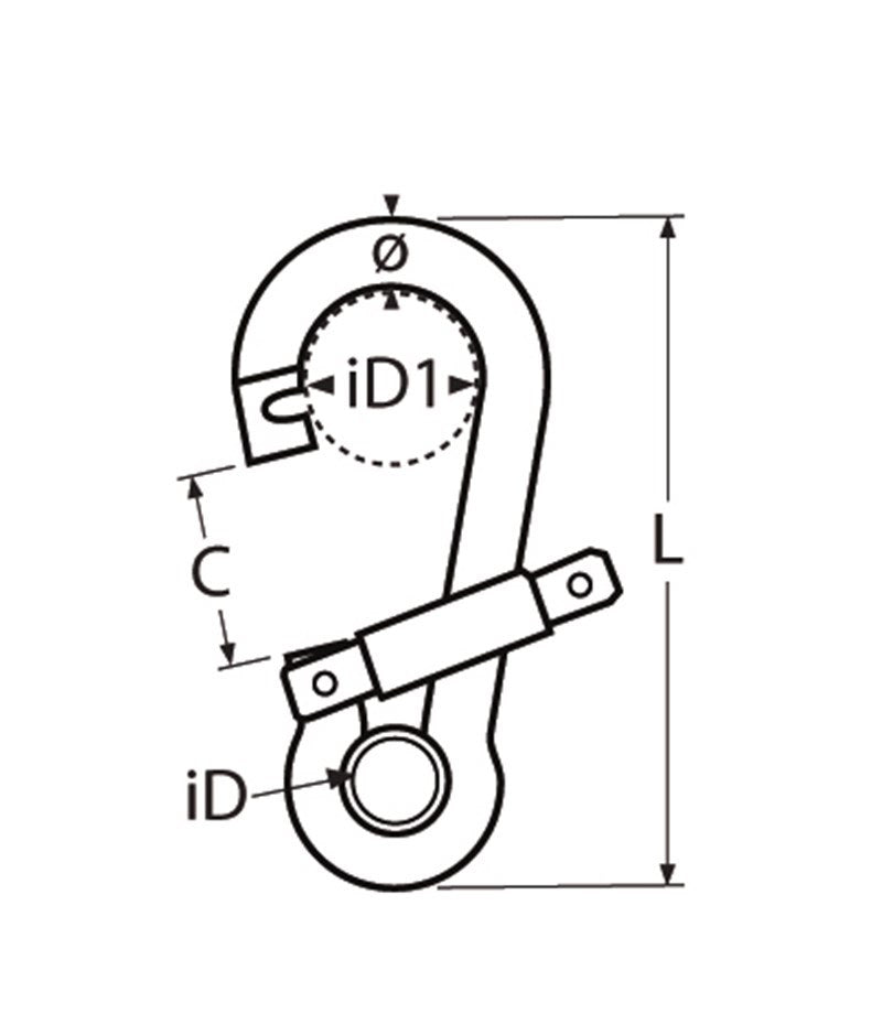 Marinetech 8294410 100 Karabijnhaak met Kous en Speciaalsluiting 10x100mm BL: 1.200kg