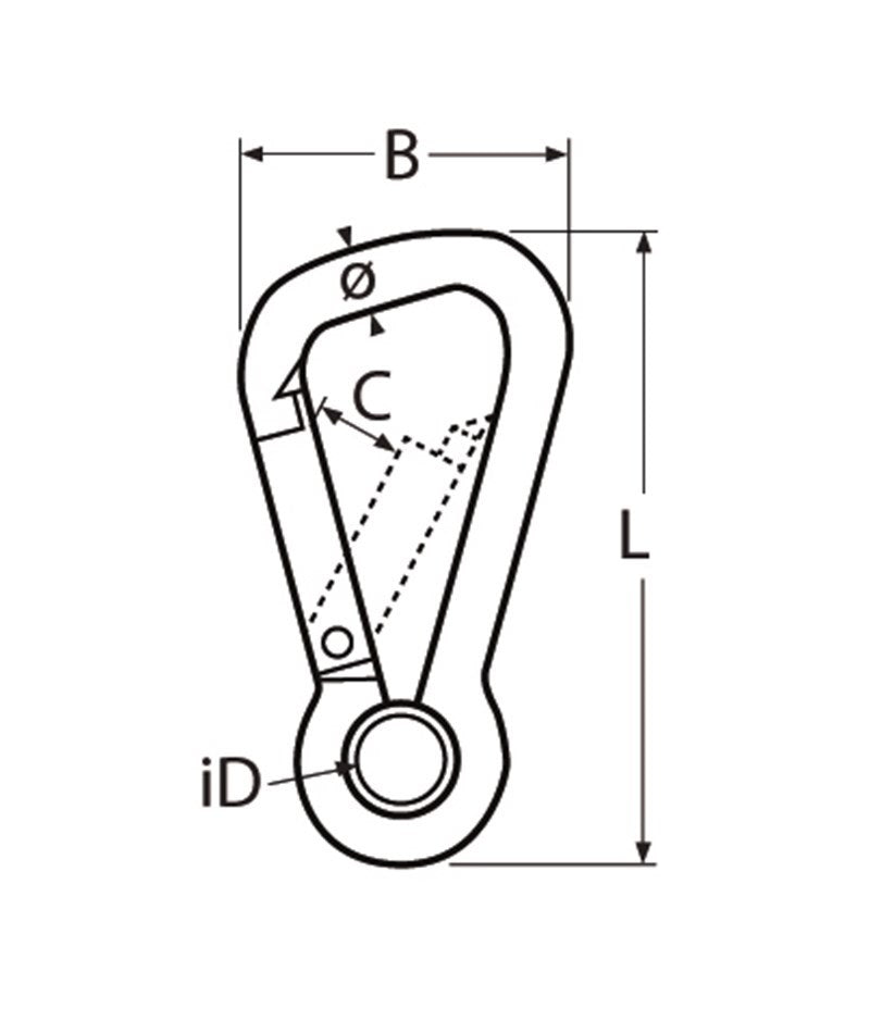 Marinetech 8322408 80 Karabijnhaak Asym. met Kous 8x80 mm BL: 870kg