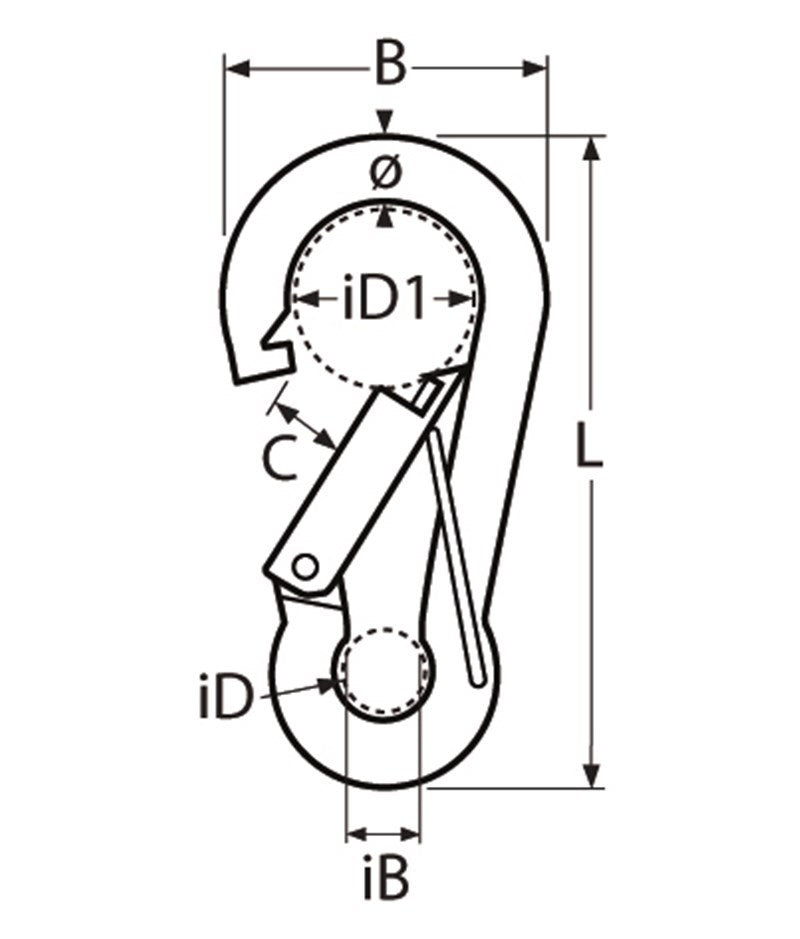 Marinetech 8948410 100 Karabijnhaak met Veiligheidssluiting 10x100 mm BL: 728kg