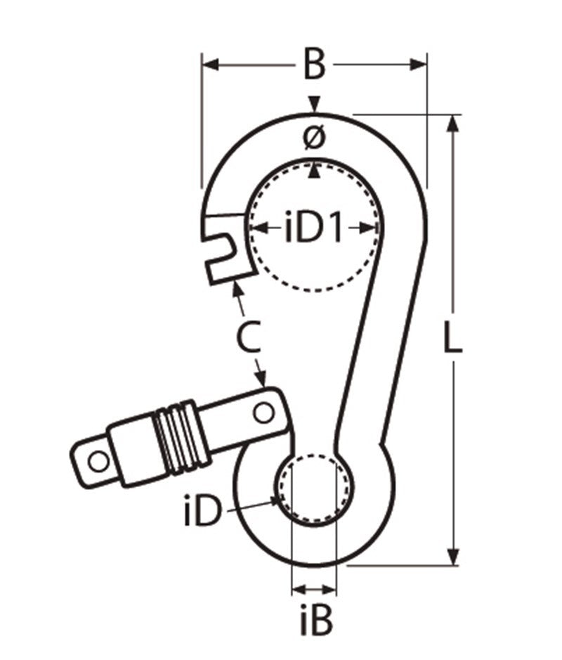 Marinetech 8949406 60 Karabijnhaak met Veersluiting 6x60 mm BL: 417kg