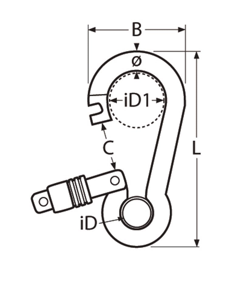 Marinetech 8950406 60 Karabijnhaak met Kous en Veersluiting 6x60 mm BL: 417kg