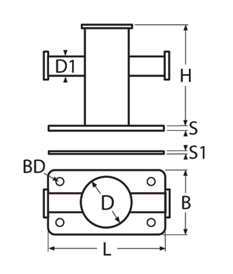 Marinetech Bolder 200 mm voetplaat 110x200 mm