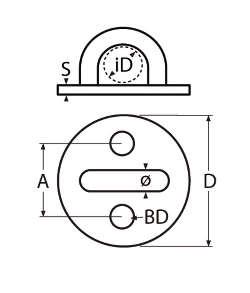 Marinetech Dekoog Rond 6mm met ronde grondplaat 40mm