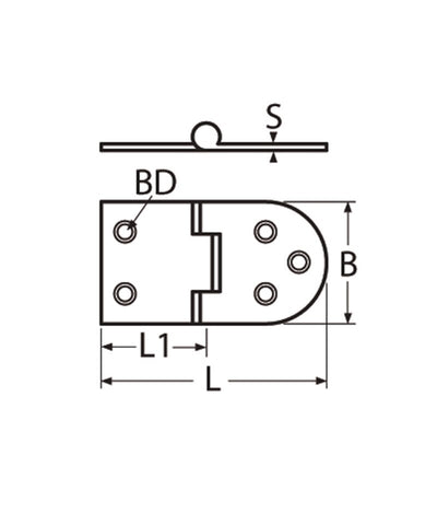 Marinetech Scharnier gegoten afmetingen l x b x dikte: 76x40x4mm