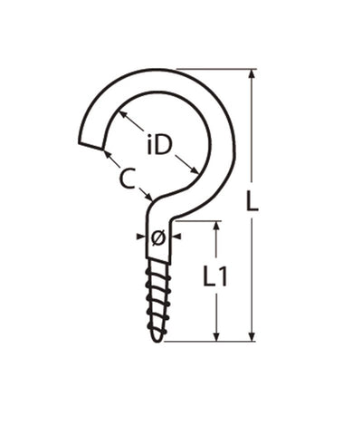 Marinetech Schroefhaak 3,3x60 mm Gebogen (4 stuks)