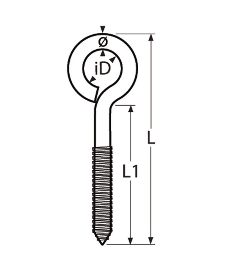 Marinetech Schroefoog 10x125 mm zware uitvoering