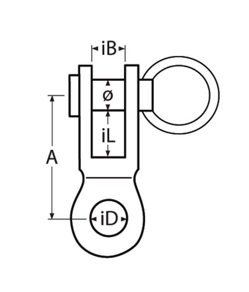 Marinetech Toggle 5x22 mm vork-oog